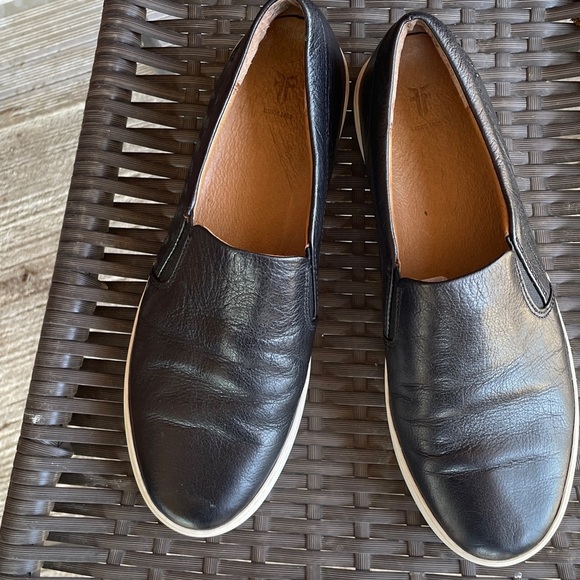 Shoes - FRYE Black Slip-On Leather Loafers